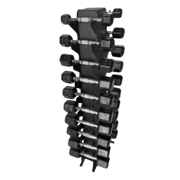 Halter Sextavados Pintados Pegada Cromada de 1 a 10 kg + Suporte